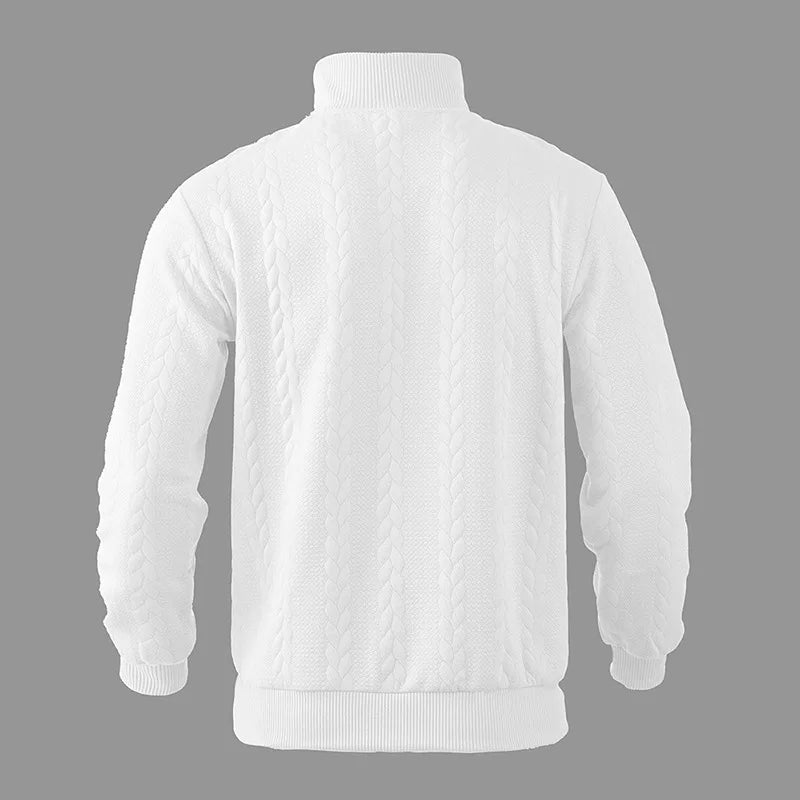JUMPER  Casual stand-up collar zipper pullover loose knitted jacquard autumn and winter long-sleeved sweater men's top