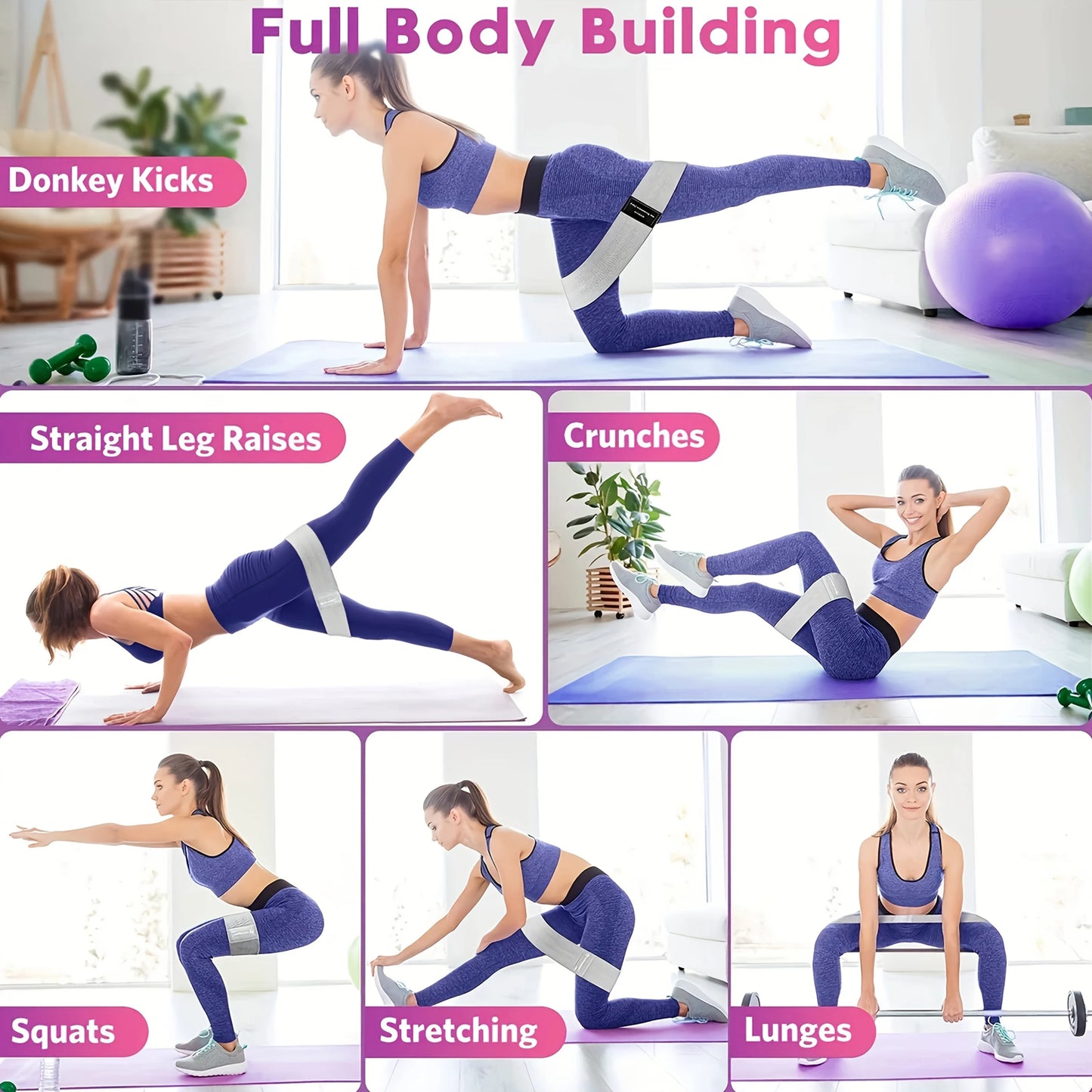 EQP Fabric Resistance Hip Booty Bands Elastic Glute Thigh Workout Squat Circle Stretch Fitness Strips Loops Yoga Gym Equipment