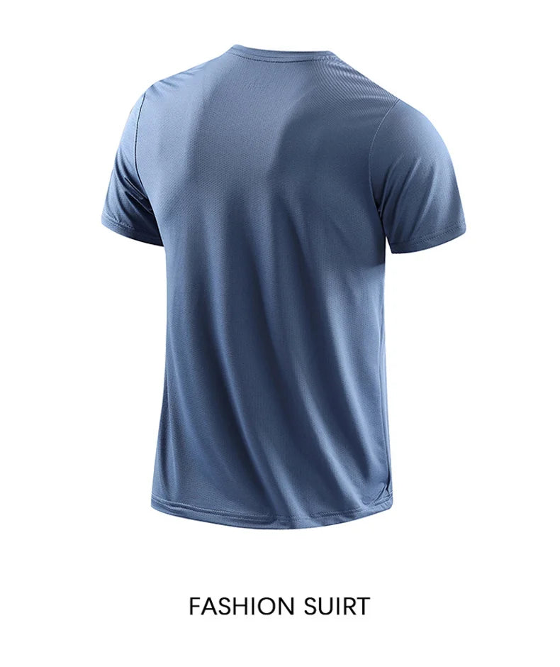 T-shirts Men's Running Quick Drying T-shirts Breathable Hiking Fishing Tees Soft Elasticity Outdoor Sports Short Shirt Summer