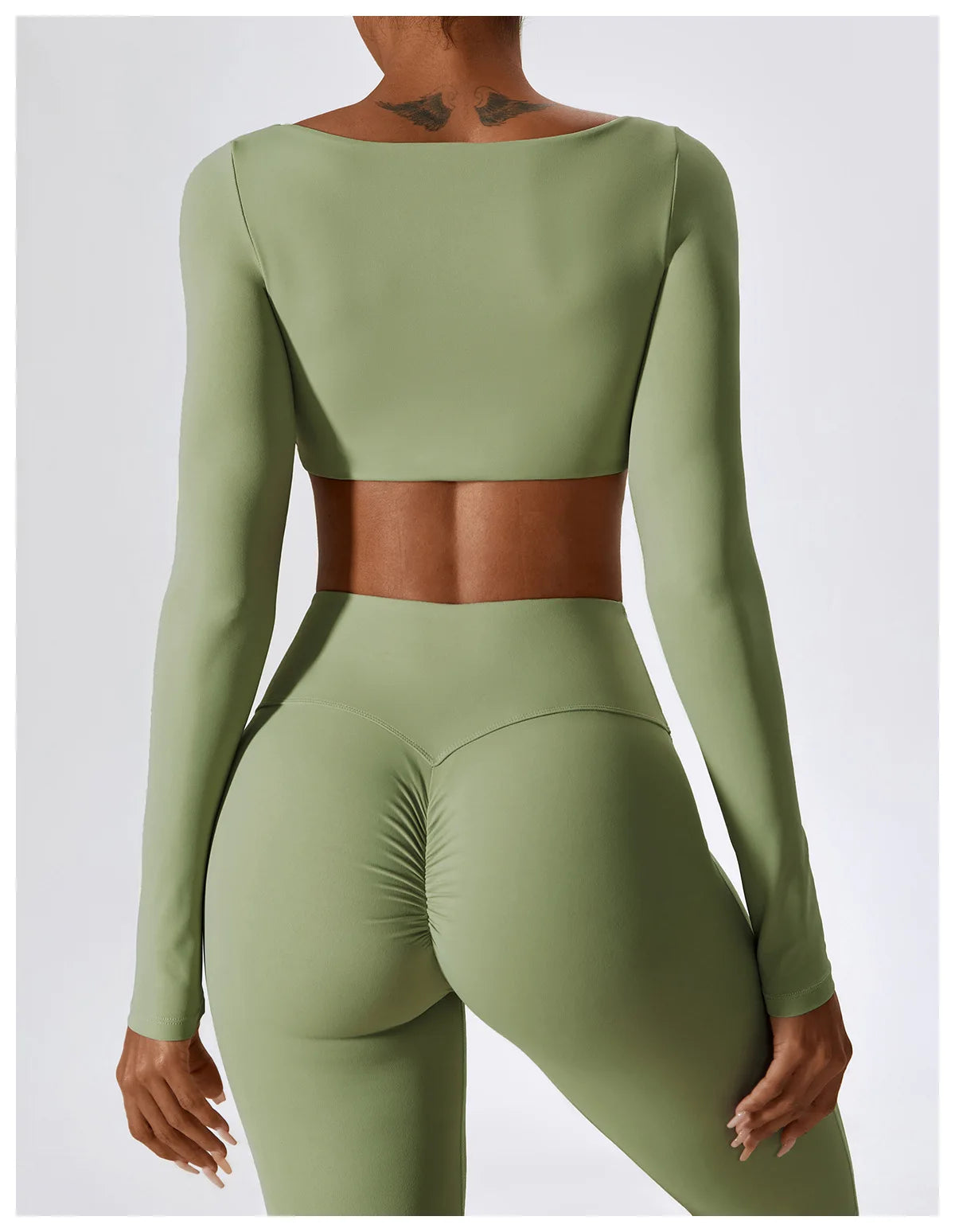 Legging Yoga Set 2PCS Seamless Women Sportswear Workout Clothes Athletic Wear Gym Legging Fitness Bra Crop Top Long Sleeve Sports Suits