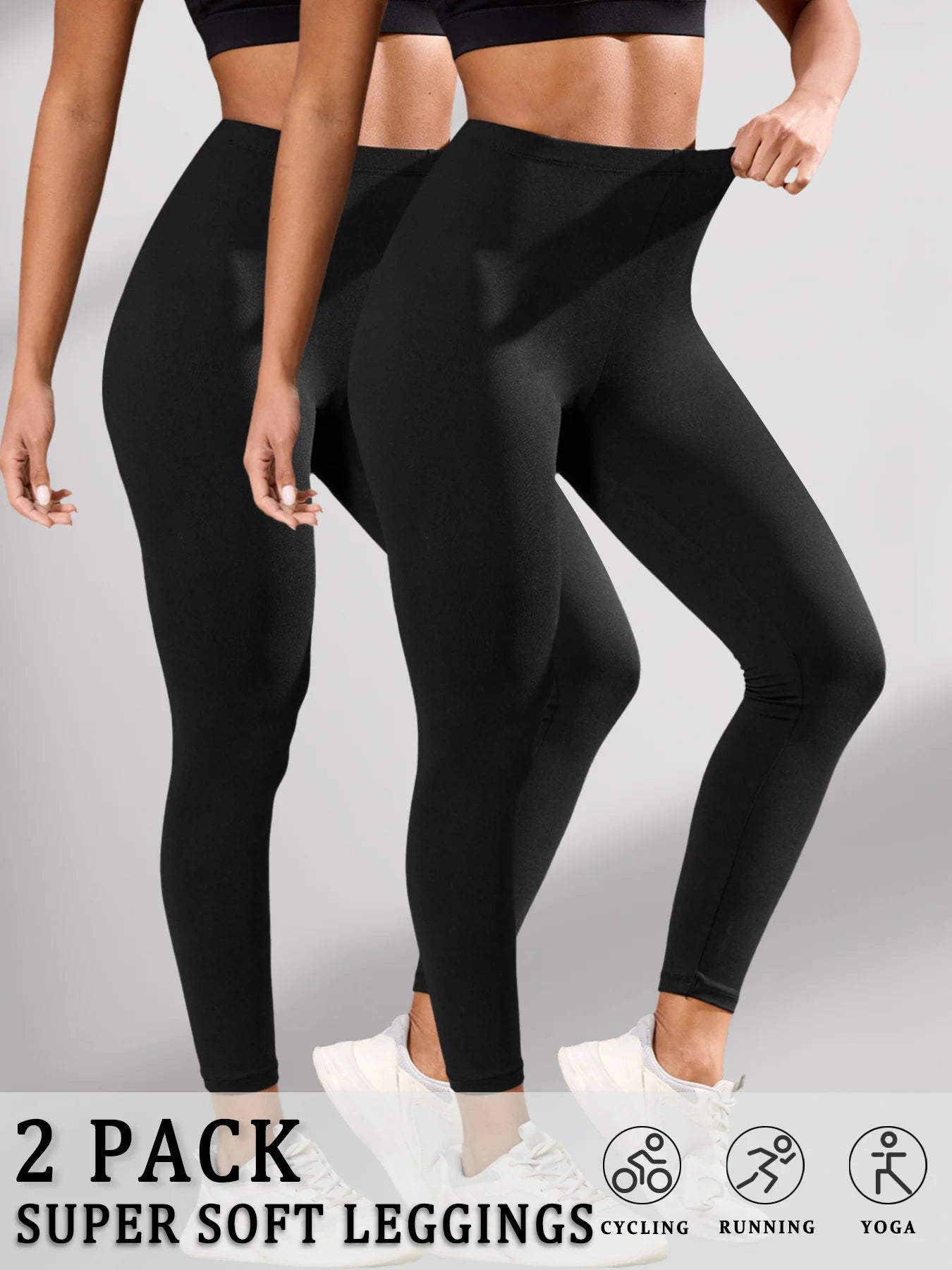Leggings 2 Pack Women's Super Soft Leggings High Elasticity No See Through Workout Yoga Running Athletic Push Up Gym Fitness Leggings