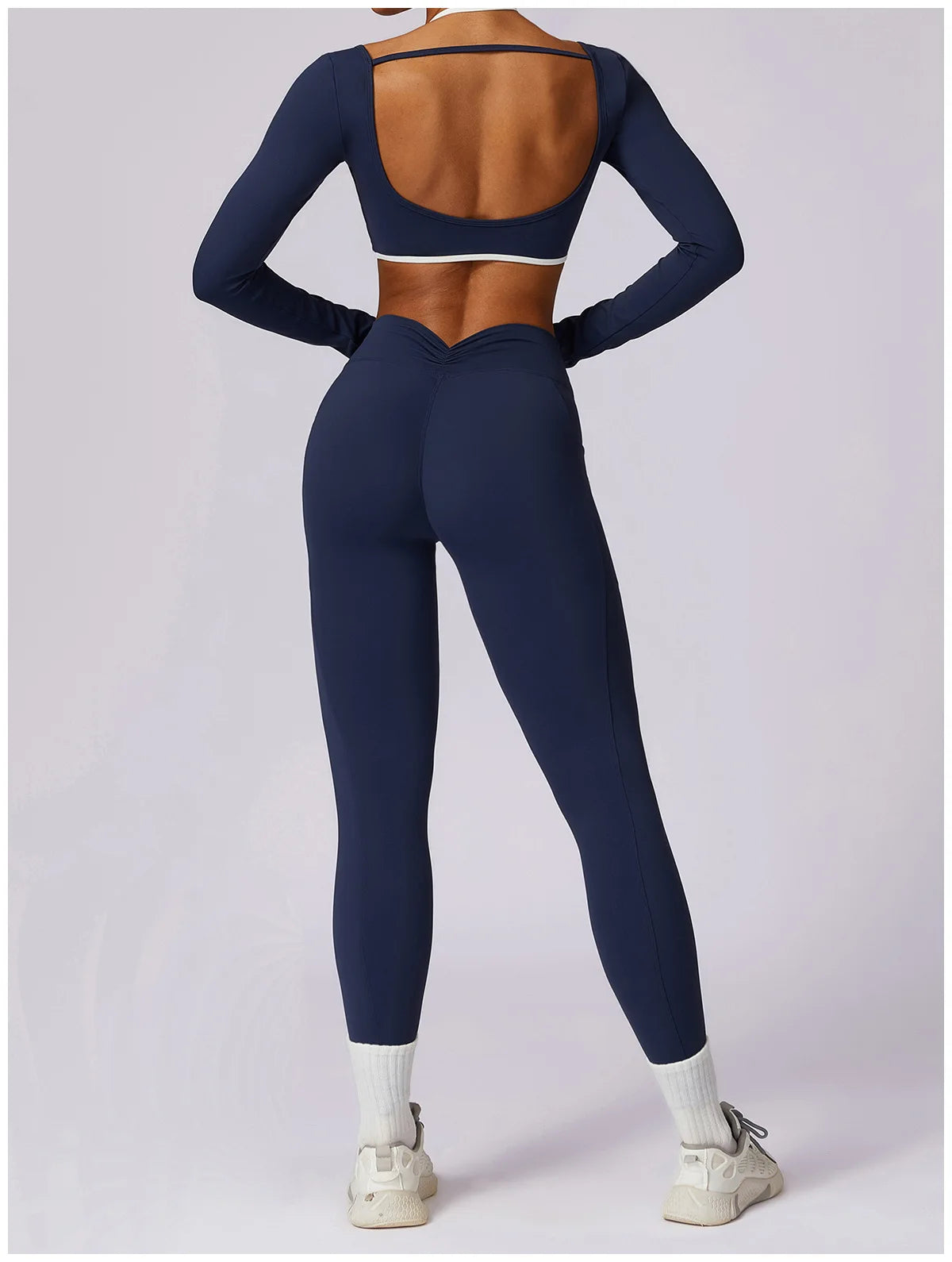 Legging Yoga Set 2PCS Women Sportswear Push Up Workout Clothes Athletic Wear Gym Legging Fitness Bra Crop Top Long Sleeve Sports Suits