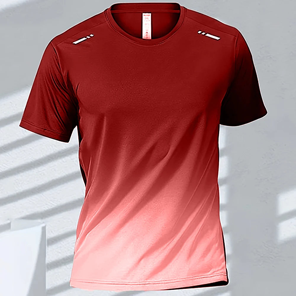 T-Shirts Sports Fitness Sportswear Quick-Drying Gradient Short Sleeve Tops Outdoor Basketball Training Running Men Clothes