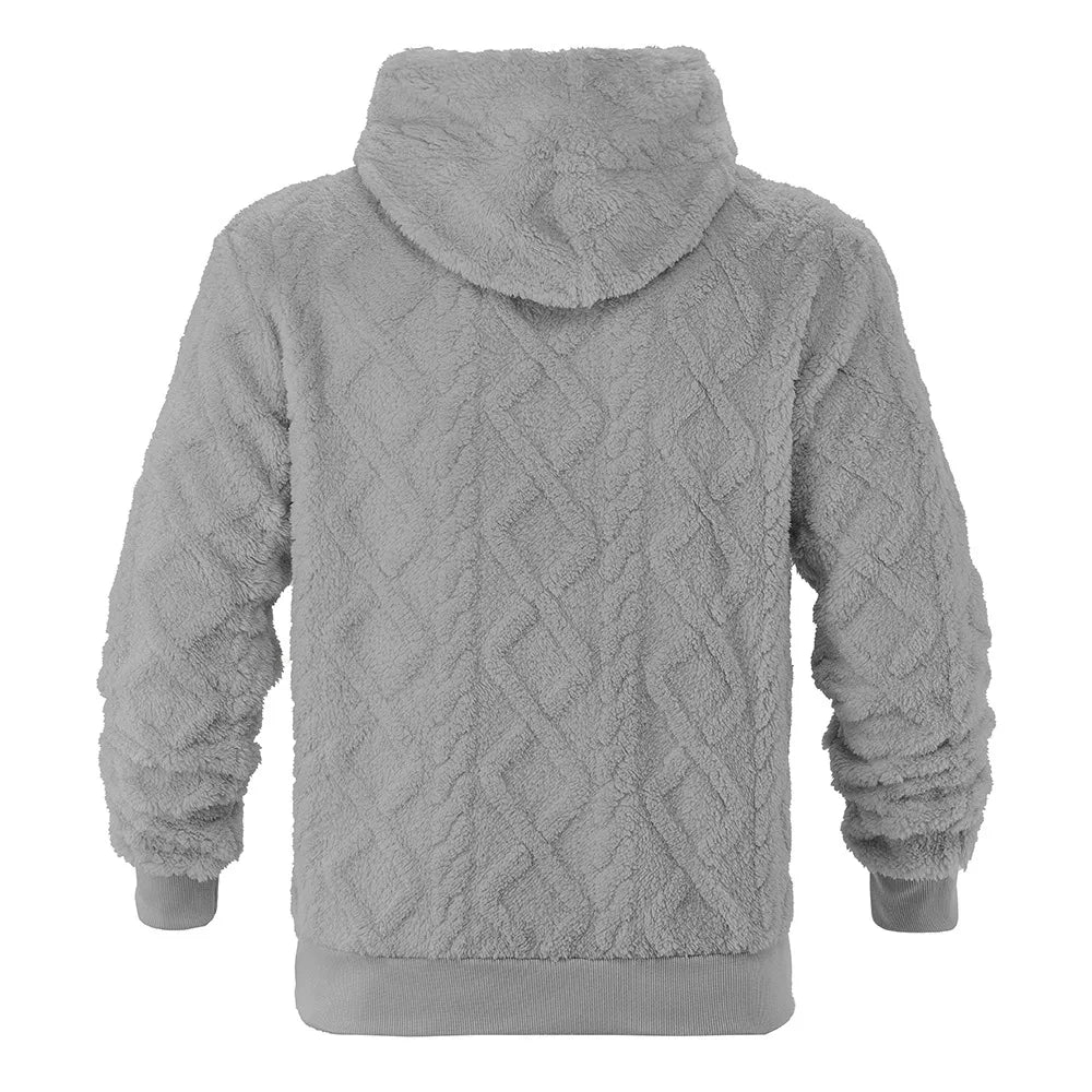 JUMPER  leisure men's high street jacquard double-sided velvet hooded sports trend pullover sweater jacket