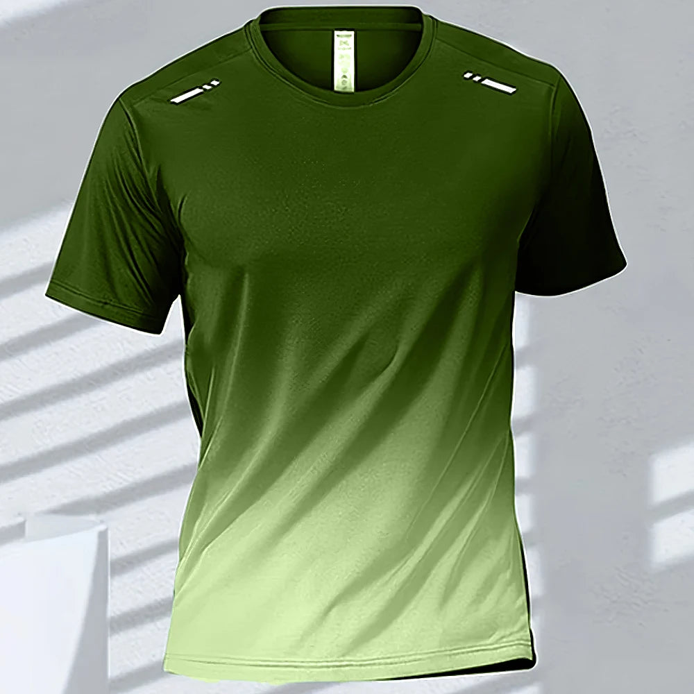 T-Shirts Sports Fitness Sportswear Quick-Drying Gradient Short Sleeve Tops Outdoor Basketball Training Running Men Clothes