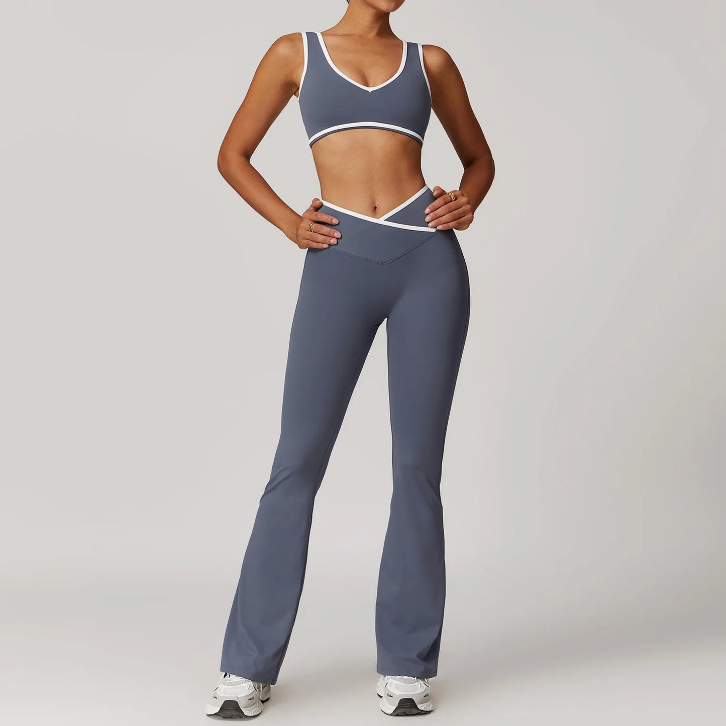 Legging Yoga Set 2 Pieces Workout Outfits Fitness Sportswear Gym Tracksuit High Waist Leggings Sports Bra Athletic Wear Women Clothes