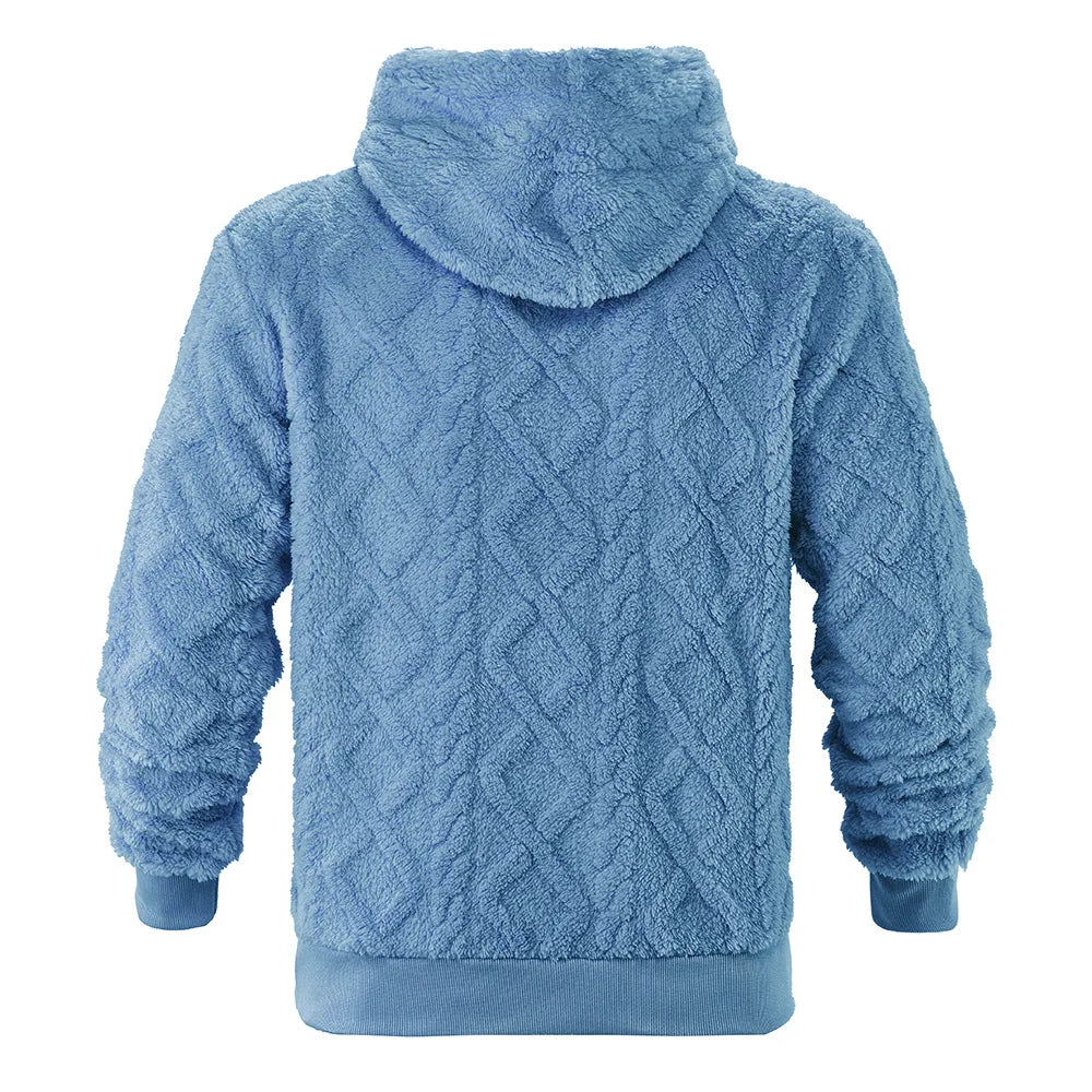 JUMPER leisure men's high street jacquard double-sided velvet hooded sports trend pullover sweater jacket