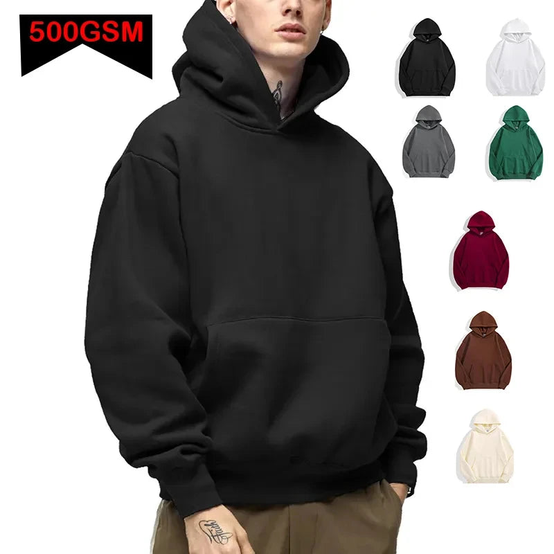 JUMPER Heavy Weight Fashion Men's Hoodies New Autumn Winter Casual Thick Cotton Men's Top Solid Color Hoodies Sweatshirt Male