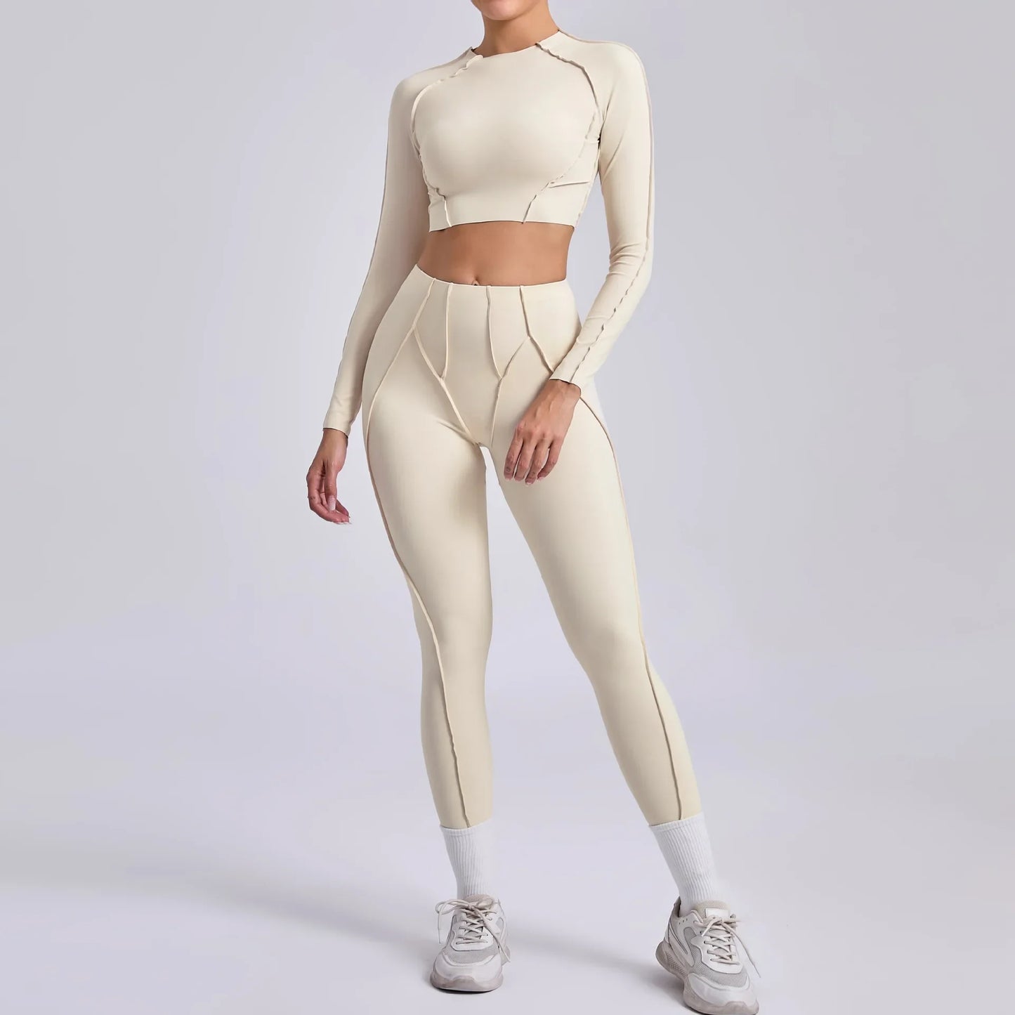 Legging Seamless Yoga Sets Sports Fitness Hip-lifting High Waist Skinny Long-sleeved Suit Running Workout Gym Leggings Sets for Women
