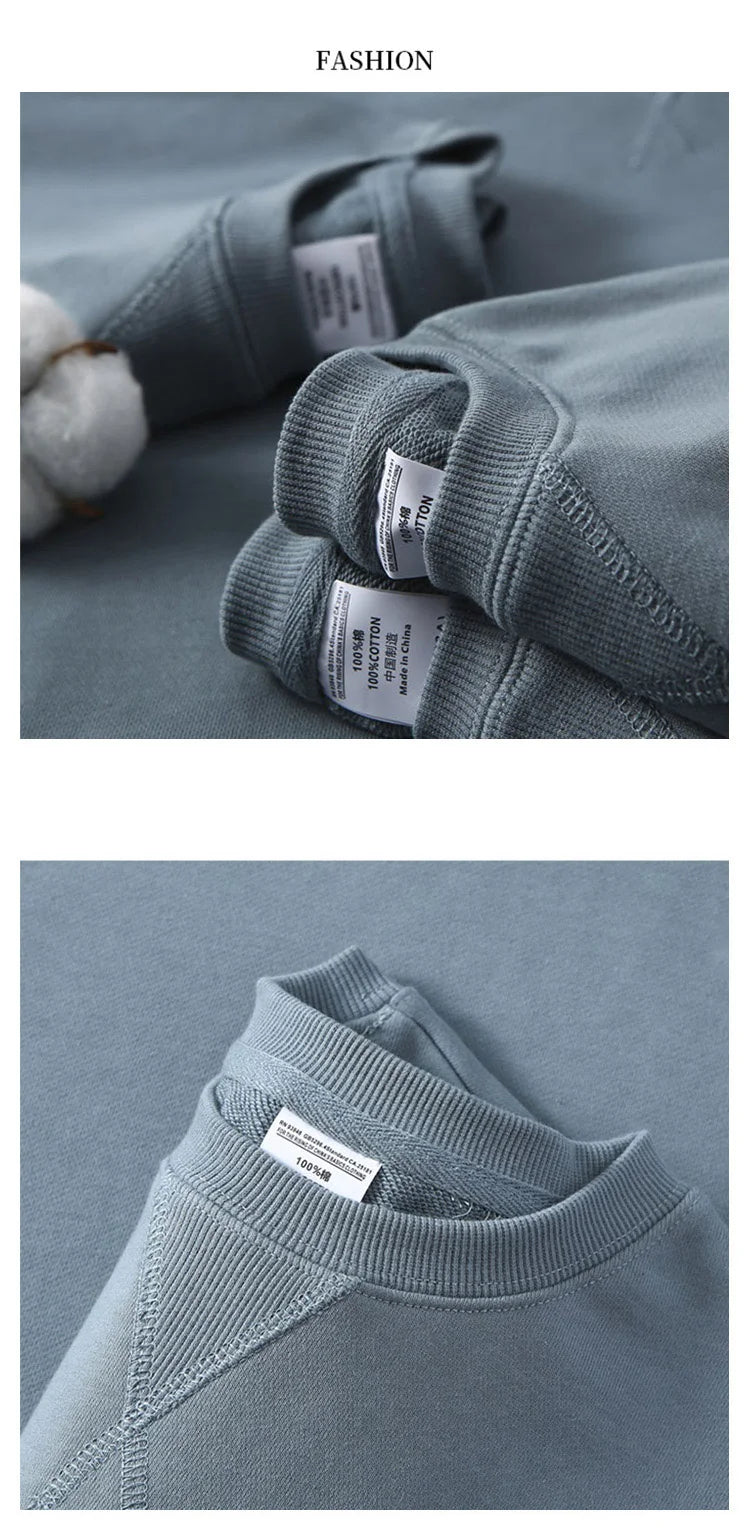 JUMPER Tight Match Heavy Inverted Triangle Loose Versatile Solid Cotton Vintage Autum Winter Long Sleeve Round Neck Sweater