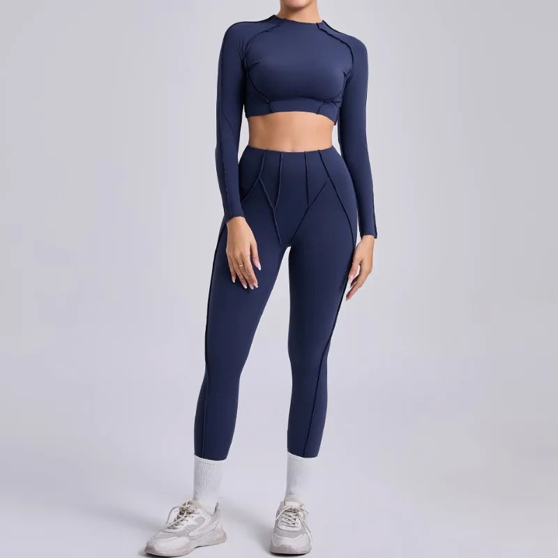 Legging Seamless Yoga Sets Sports Fitness Hip-lifting High Waist Skinny Long-sleeved Suit Running Workout Gym Leggings Sets for Women