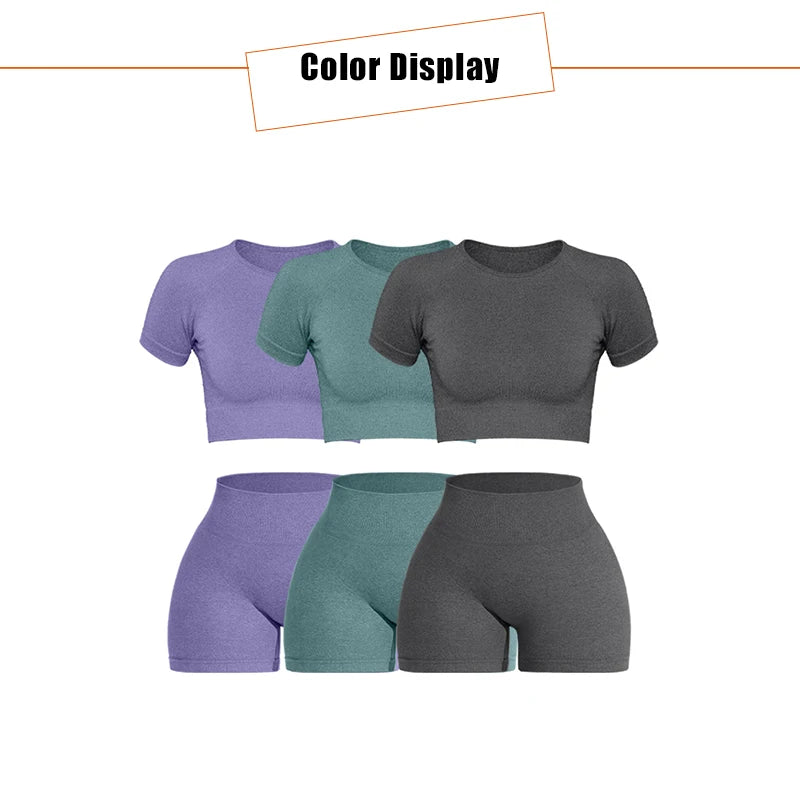 Legging 2PCS Women's Sports Yoga Set Seamless Ribbed Knitted Fitness Sportswear