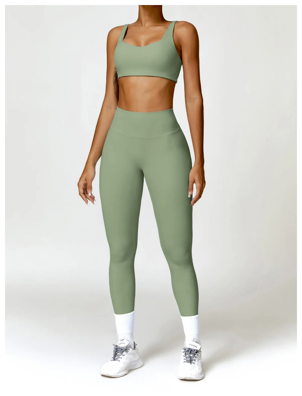 Legging Women Tracksuit Yoga Set 2PCS Sportswear Workout Clothes Athletic Wear Gym Legging Fitness Bra Crop Top Long Sleeve Sports Suits