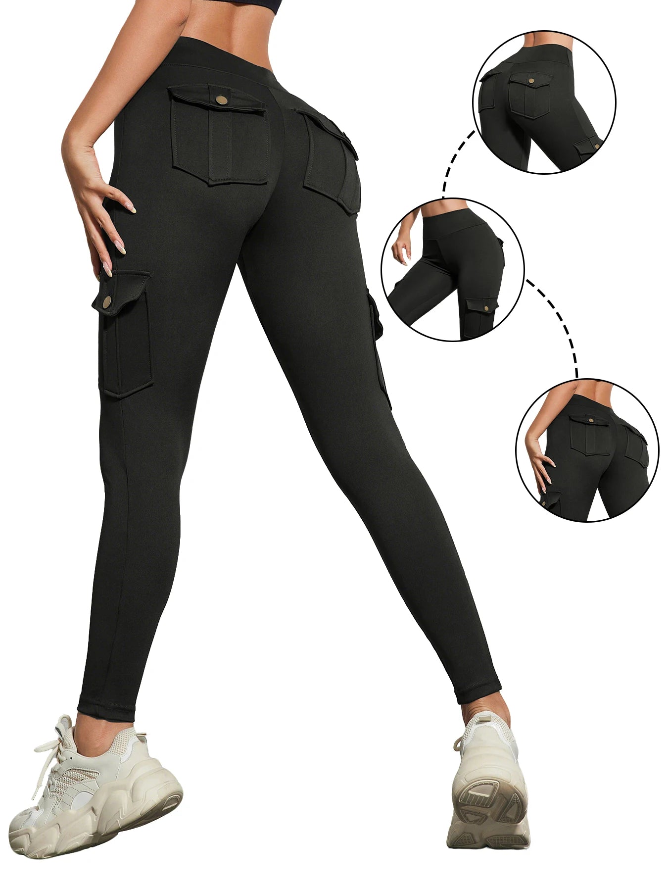 Leggings  1/3 PCS Washed Print Work Pocket Women Leggings Elastic Butt Lifting Fitness Tights 2025 New Athletic Pants Fashion Streetwear