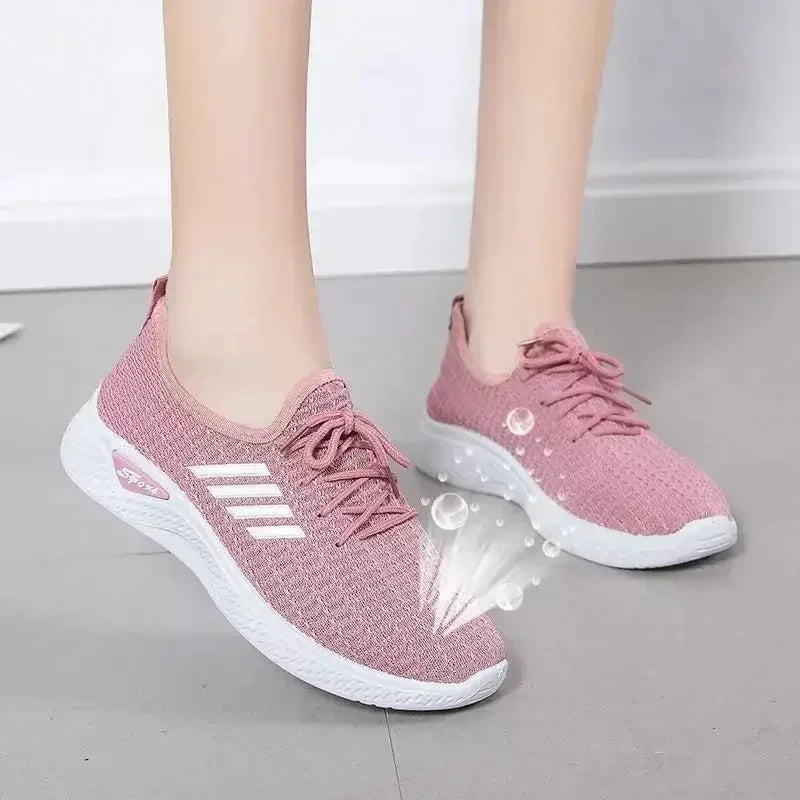Women Sneakers Mesh Low-Top Running Sneakers with Air Mesh for Spring and Summer Women Flat Shoes