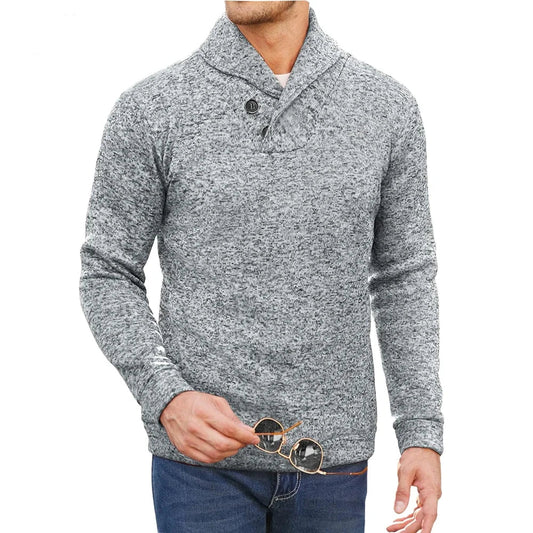 JUMPER Mens Long Sleeve Half Turtleneck Sweaters Button Neck Solid Color Winer Warm Sweatshirts Breathable Pullover Men