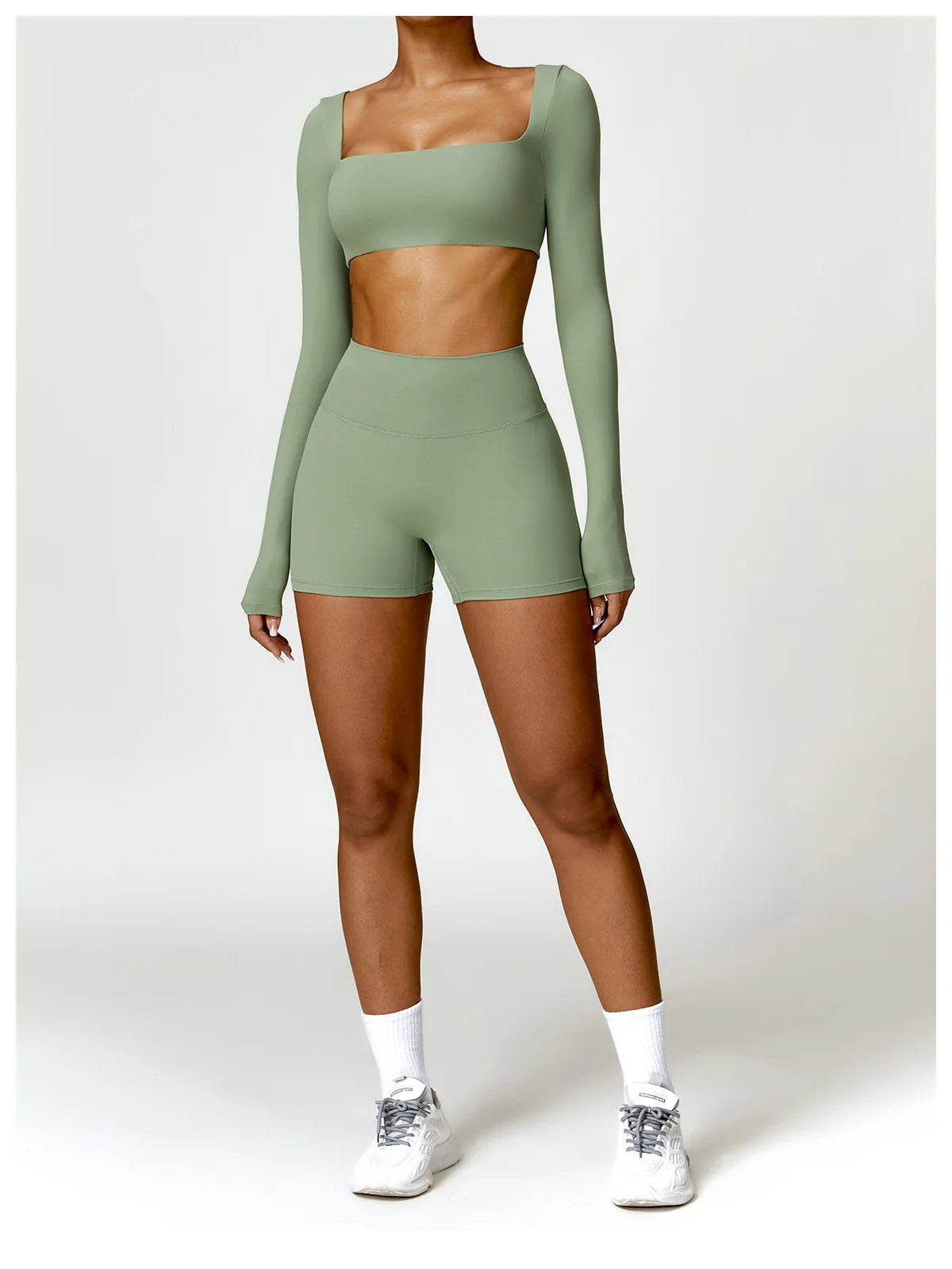 Legging Women Tracksuit Yoga Set 2PCS Sportswear Workout Clothes Athletic Wear Gym Legging Fitness Bra Crop Top Long Sleeve Sports Suits