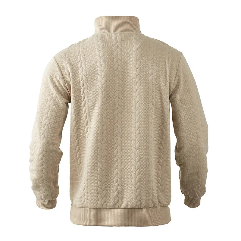 JUMPER  Casual stand-up collar zipper pullover loose knitted jacquard autumn and winter long-sleeved sweater men's top
