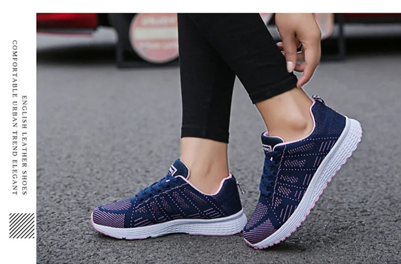 Women Sneakers  Fashion Breathable Walking Mesh Flat Shoes Sneakers Women 2021 Gym Vulcanized Shoes White Female Footwear