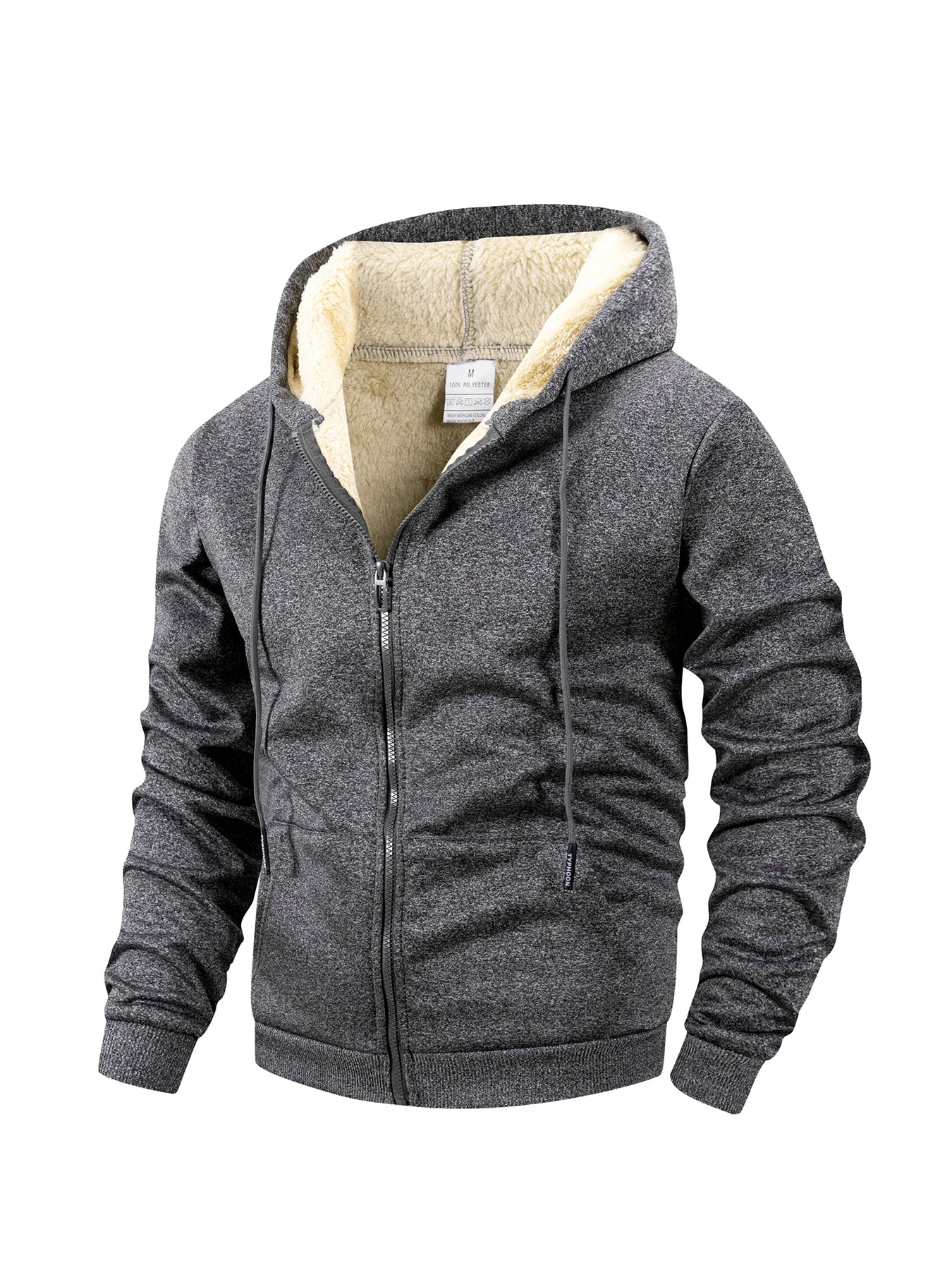 JUMPER Winter Men's Zipper Jacket Fleece Warm Windproof Hoodies Heavyweight Cardigan Casual Sports Long Sleeve Sweatshirts Hooded Coat