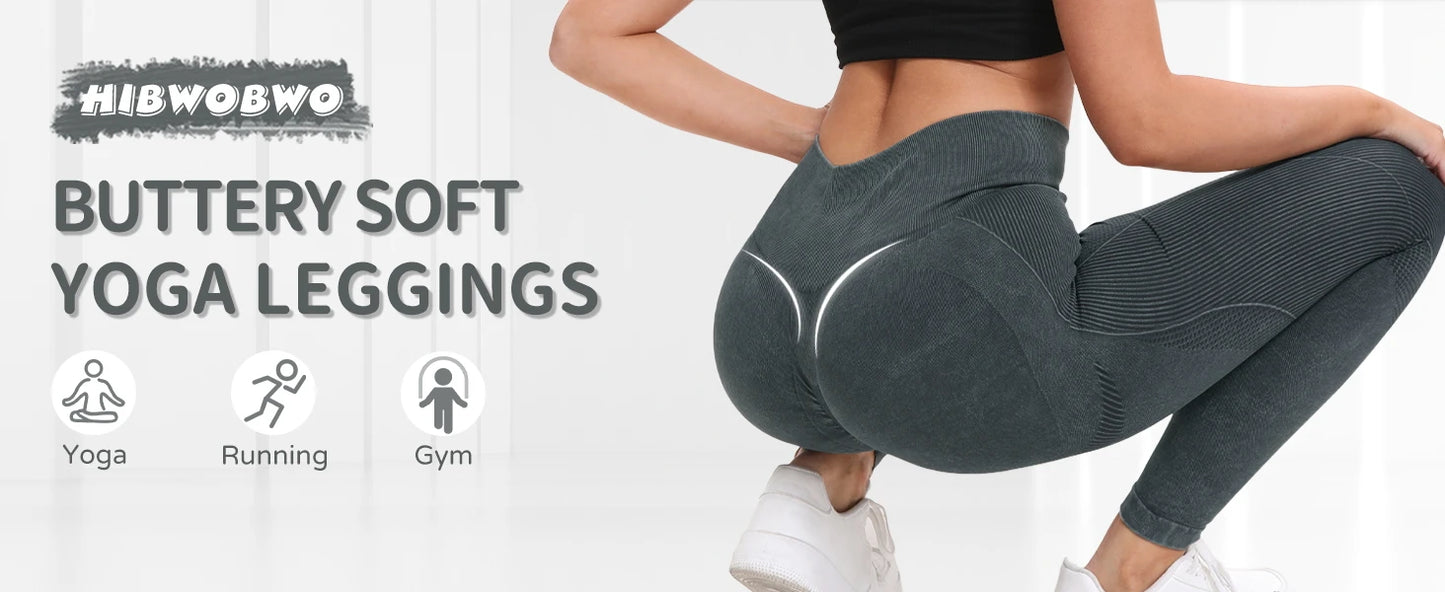 Leggings 2 Pack Women's High Waisted Sexy Butt Lifting Seamless Solid Color Yoga Leggings Elastic And Breathable Fitness Sports Pants