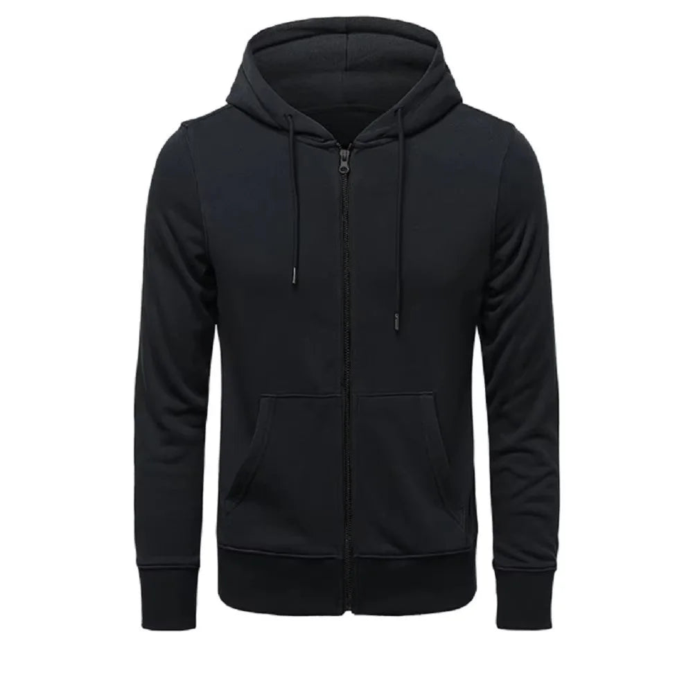 JUMPER Trendy Hoodies Men Retro Harajuku Solid color High quality Jacket Streetwear Solid Zip Up Casual Loose Sweatshirt Clothes