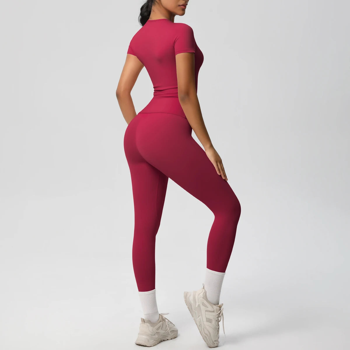 Legging Women 2pcs Patchwork Sport Yoga Suit Gym Sports Crop Tops Sexy Bodycon Crop Tube Top Workout Leggins Booty Bum Leggins