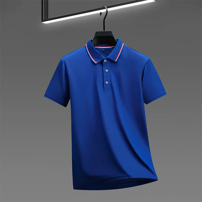 Polo New Men's Casual Solid Color Short Sleeved Polo Shirt Summer Fashionable and Comfortable Versatile Top