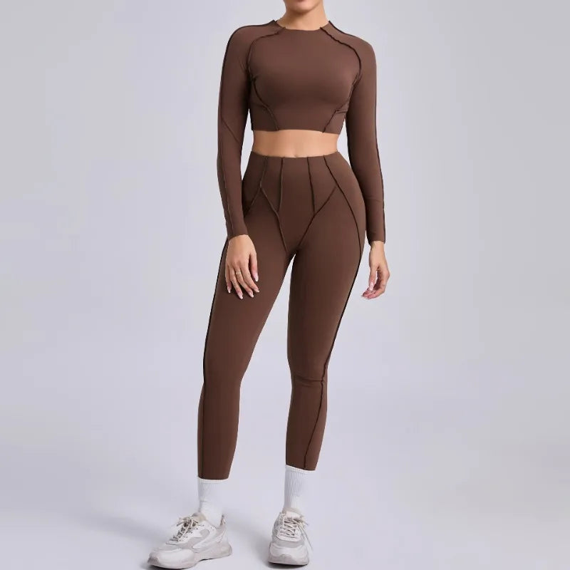 Legging Seamless Yoga Sets Sports Fitness Hip-lifting High Waist Skinny Long-sleeved Suit Running Workout Gym Leggings Sets for Women