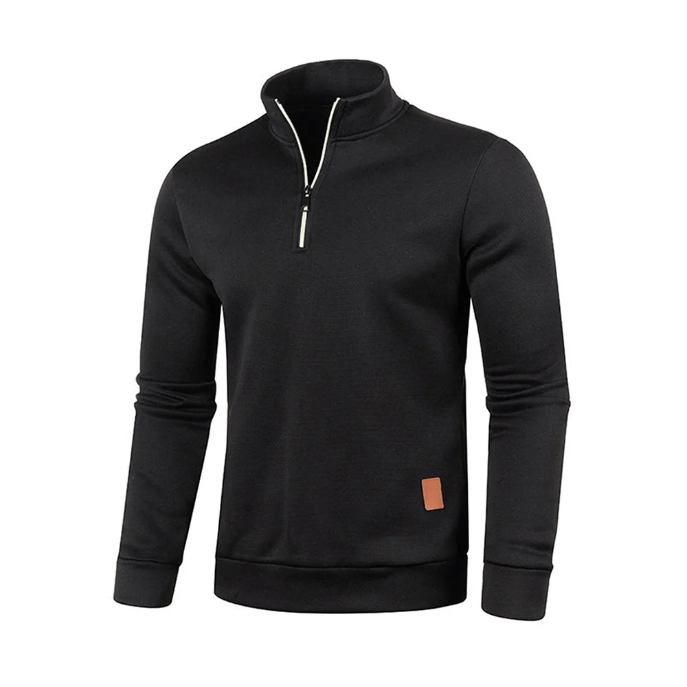 JUMPER Men Sweatshirts Spring Thicker Pullover Half Zipper Pullover for Male Hoody Outdoor Sweatshir Autumn Solid Color Turtleneck Swea