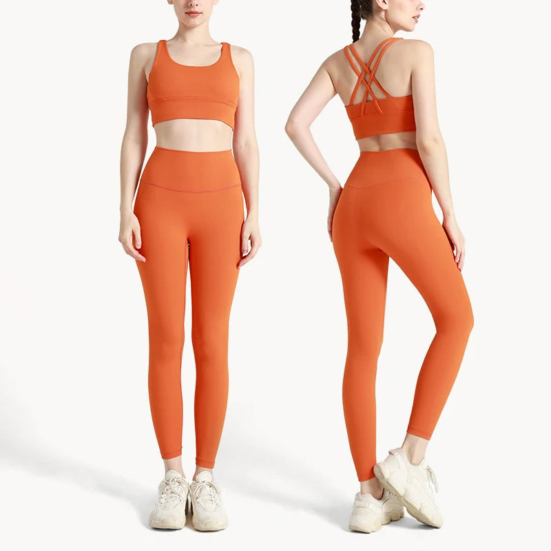 Legging  2 Piece Yoga Clothes Women's Tracksuit Quick Dry Set Breathable Fitness Suit Fitness Clothing Sports Bra Leggings Suit