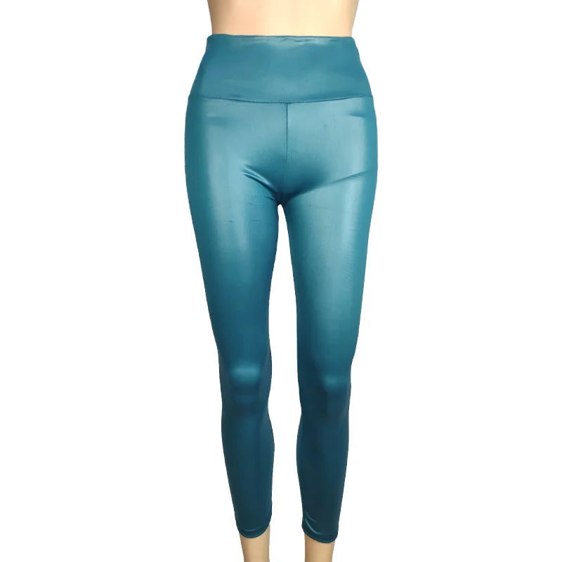 Leggings  Women's Tight Pants With High Waist And Sexy Faux Leather Texture Long Pants With Leggings