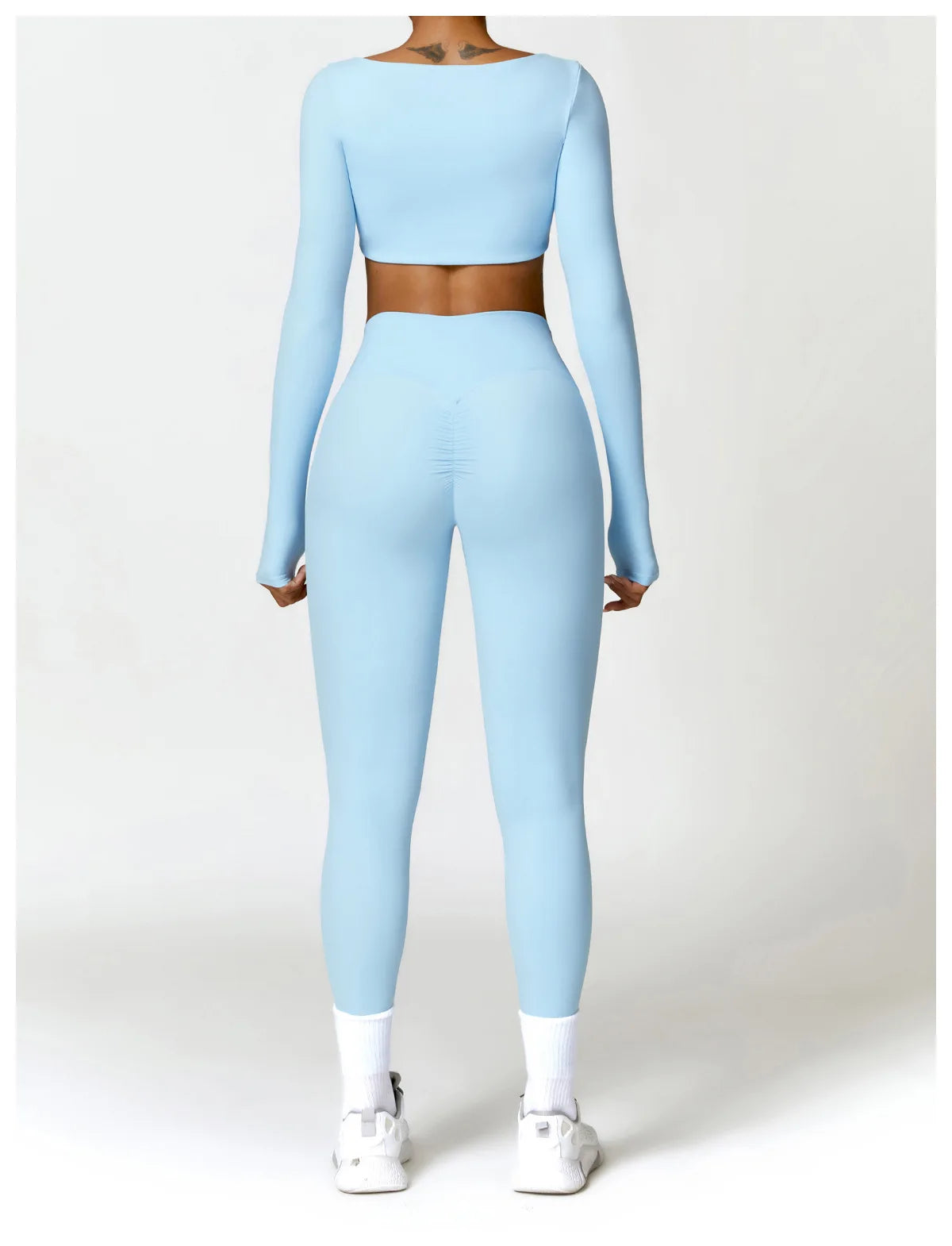 Legging Women Tracksuit Yoga Set 2PCS Sportswear Workout Clothes Athletic Wear Gym Legging Fitness Bra Crop Top Long Sleeve Sports Suits