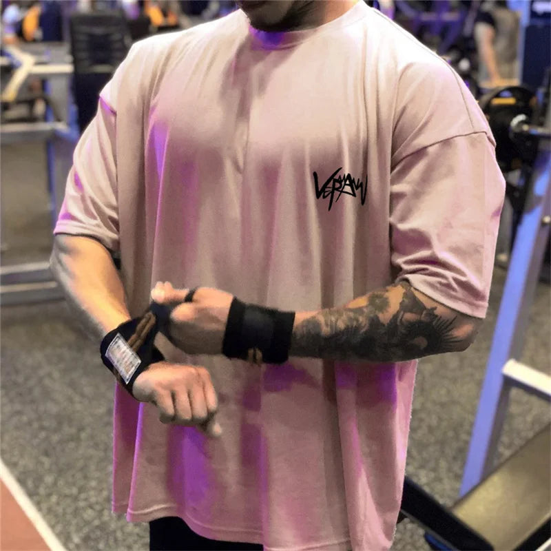 T-shirts Collar  sports  Oversize Cotton Summer Tee Training running shirt Man Streetwear Half Sleeve men T-shirt