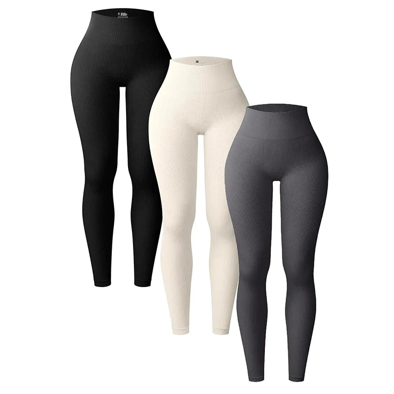 Leggings Women's seamless knitted thread yoga pants high waisted sports leggings hip lifting running training slimming and fashionable