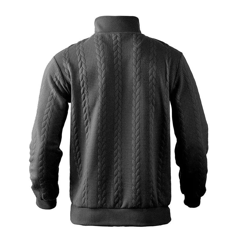 JUMPER  Casual stand-up collar zipper pullover loose knitted jacquard autumn and winter long-sleeved sweater men's top