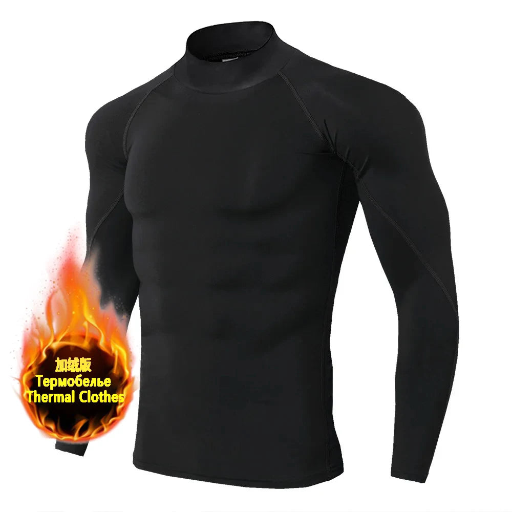 T-shirts Winter Man Compression Shirt Cycling Clothing Warmth Shirt Warm Bottoming Shirt Men Compression T-Shirt Gym Sportswear 2024 New