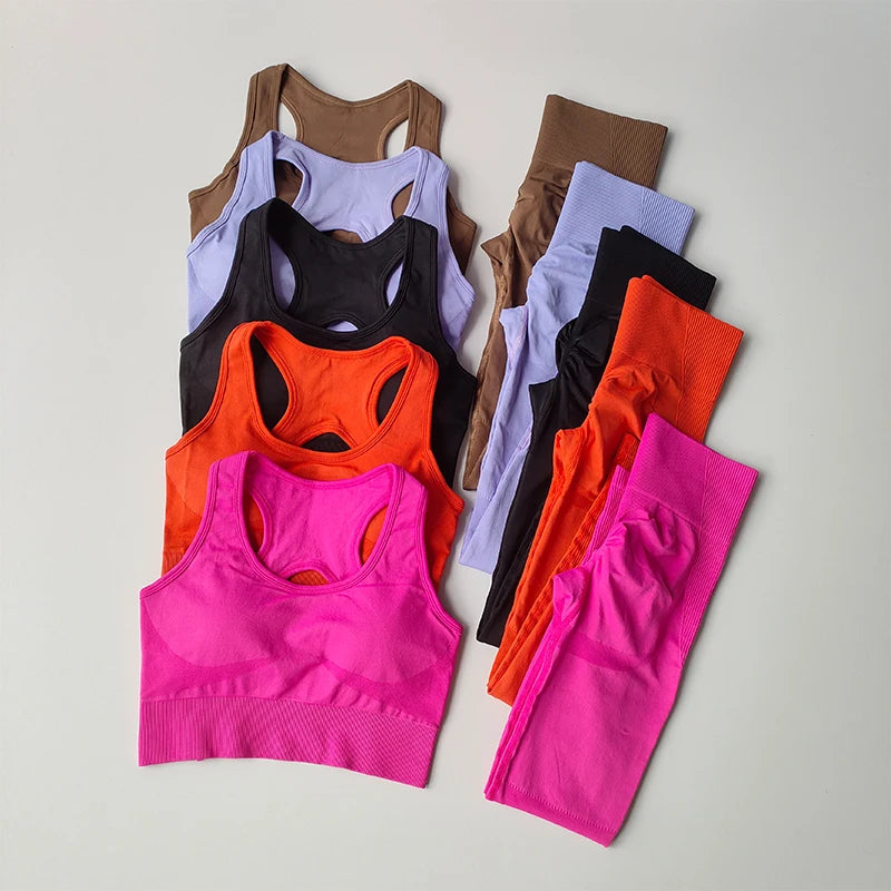 Legging 2PCS Sports Bra Women's Set Professional Fitness Tank Top Bra Shockproof Running Leggings Yoga Suit Beautiful Back Bra Clothing