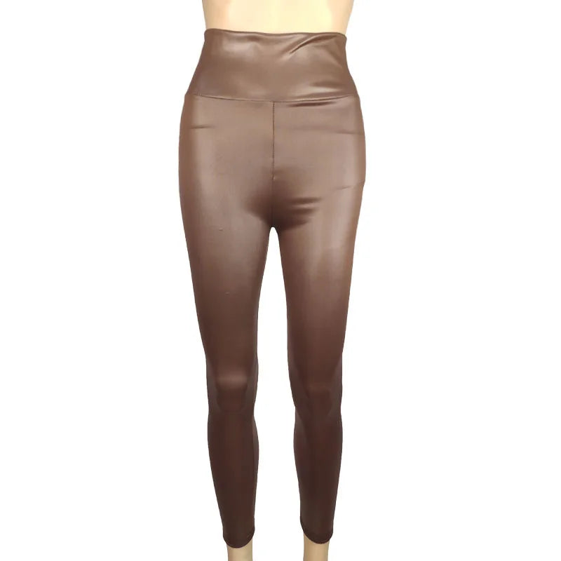 Leggings  Women's Tight Pants With High Waist And Sexy Faux Leather Texture Long Pants With Leggings