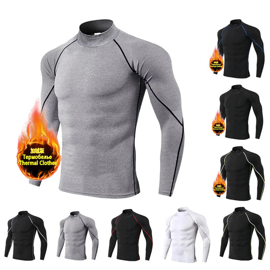 T-shirts Winter Man Compression Shirt Cycling Clothing Warmth Shirt Warm Bottoming Shirt Men Compression T-Shirt Gym Sportswear 2024 New