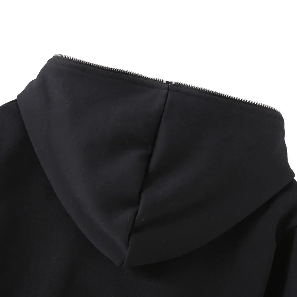 JUMPER Men's and women's full zip hooded jackets, zip hoodies, casual cardigans, streetwear hip-hop PVD, Y2K clothing, spring fashion