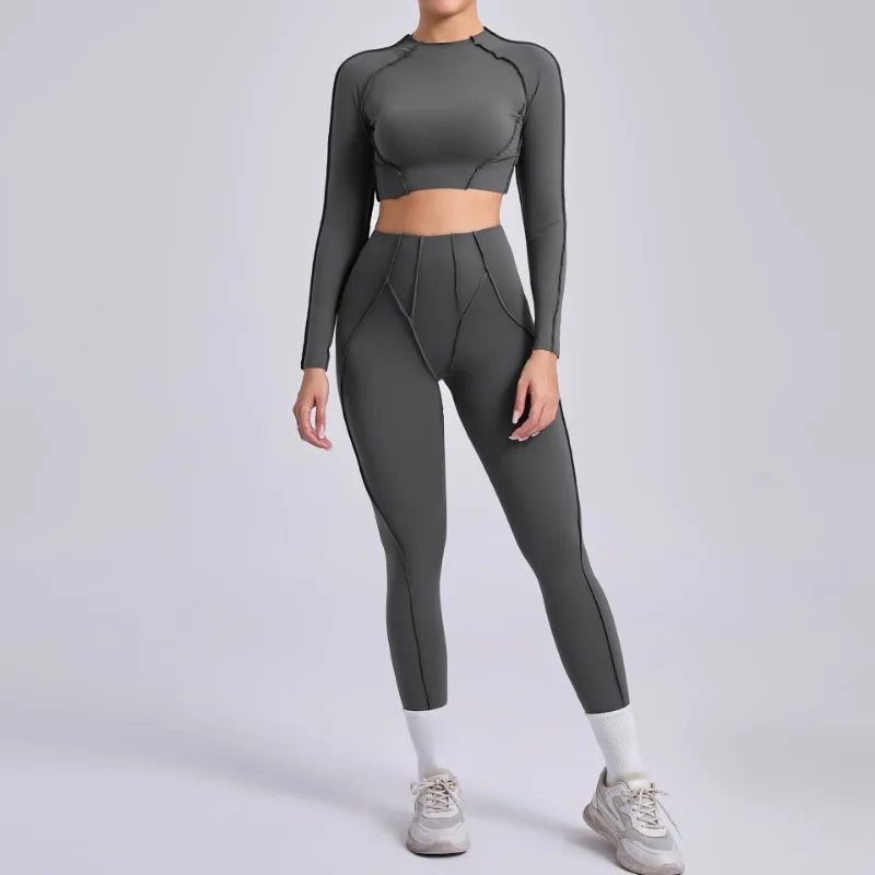 Legging Seamless Yoga Sets Sports Fitness Hip-lifting High Waist Skinny Long-sleeved Suit Running Workout Gym Leggings Sets for Women