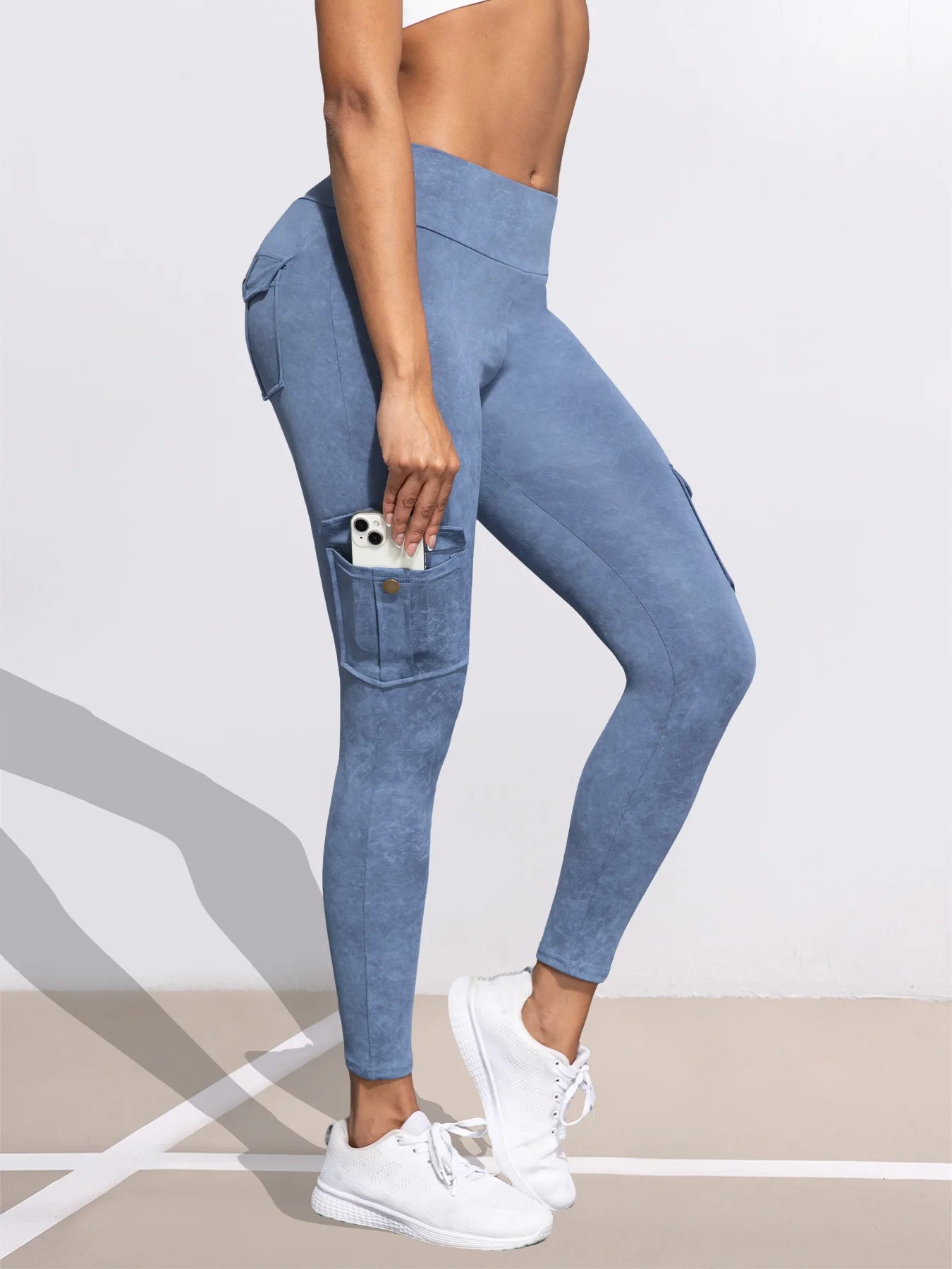 Leggings  1/3 PCS Washed Print Work Pocket Women Leggings Elastic Butt Lifting Fitness Tights 2025 New Athletic Pants Fashion Streetwear