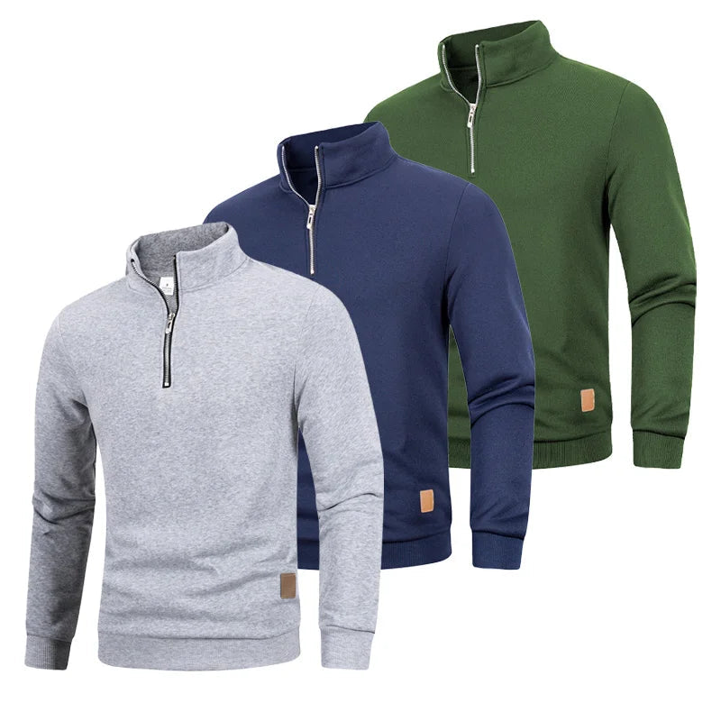 JUMPER Men's Quarter Zip Up Long SleeveSlim Fit Lightweight Mock Neck Pullover Casual Sweaters Half Turtleneck Cozy Outdoor Streetwear