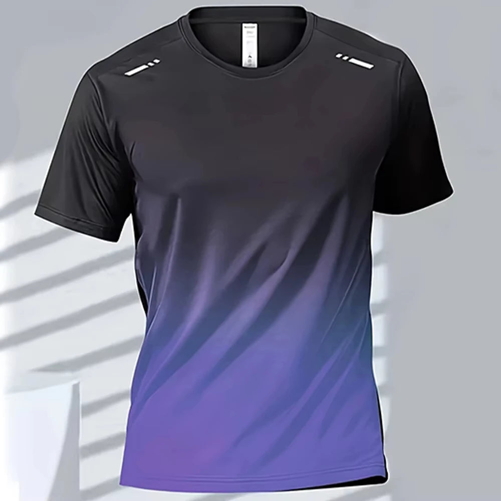 T-Shirts Sports Fitness Sportswear Quick-Drying Gradient Short Sleeve Tops Outdoor Basketball Training Running Men Clothes