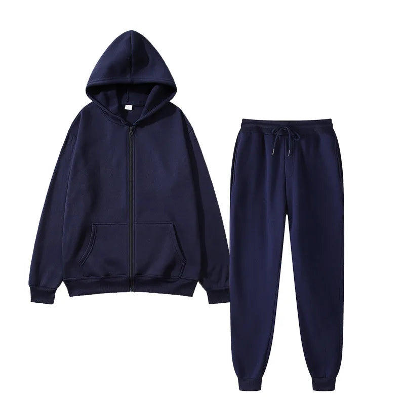 JUMPER New Solid Color Hoodie+pants Two-piece Set Womens Fashionable Casual Sports Set  Size S-3XL Female Suit