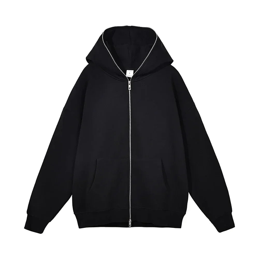 JUMPER Men's and women's full zip hooded jackets, zip hoodies, casual cardigans, streetwear hip-hop PVD, Y2K clothing, spring fashion