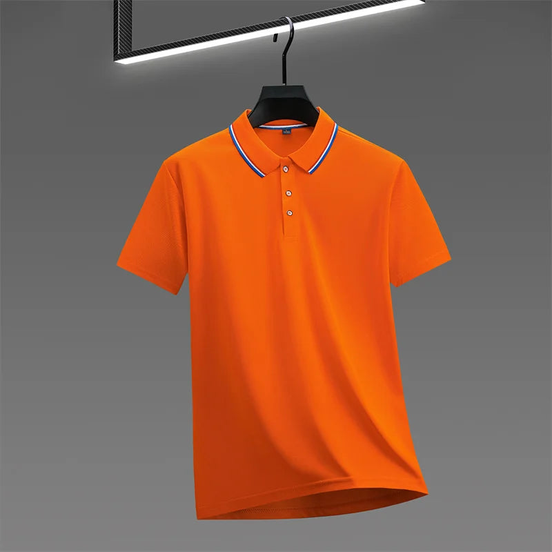 Polo New Men's Casual Solid Color Short Sleeved Polo Shirt Summer Fashionable and Comfortable Versatile Top