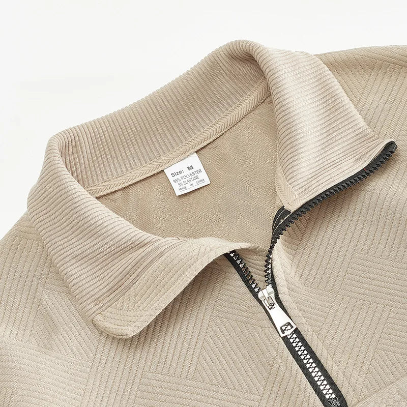 JUMPER Casual stand-up collar zipper pullover loose knitted jacquard autumn and winter long-sleeved sweater men's top