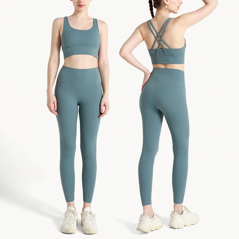Legging  2 Piece Yoga Clothes Women's Tracksuit Quick Dry Set Breathable Fitness Suit Fitness Clothing Sports Bra Leggings Suit